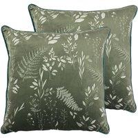 Furn. Fearne Twin Pack Polyester Filled Cushions Sage Green, Green