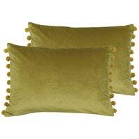 Paoletti Fiesta Twin Pack Polyester Filled Cushions Bamboo/Gold, Gold