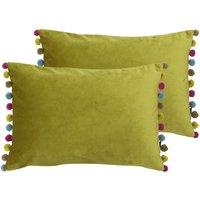 Paoletti Fiesta Twin Pack Polyester Filled Cushions Bamboo/Multi, Gold