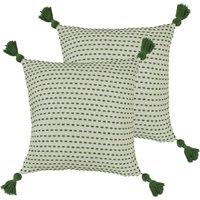 Furn. Ezra Twin Pack Polyester Filled Cushions Sage, Green