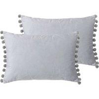 Paoletti Fiesta Twin Pack Polyester Filled Cushions Dove/Silver, Grey