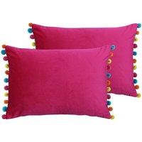 Paoletti Fiesta Twin Pack Polyester Filled Cushions Pink/Multi, Pink