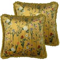 Furn. Fleura Twin Pack Polyester Filled Cushions Ochre, Yellow