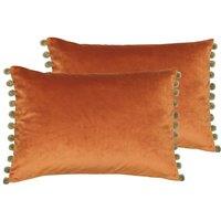 Paoletti Fiesta Twin Pack Polyester Filled Cushions Rust/Khaki, Orange
