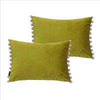 Paoletti Fiesta Twin Pack Polyester Filled Cushions Bamboo/Natural, Gold