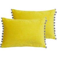 Paoletti Fiesta Twin Pack Polyester Filled Cushions Yellow/Silver, Yellow
