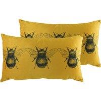 Evans Lichfield Goldbee Twin Pack Polyester Filled Cushions Gold 50 x 30cm, Gold