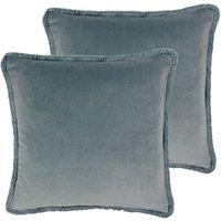 Paoletti Freya Twin Pack Polyester Filled Cushions Duck Egg, Blue