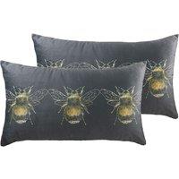 Evans Lichfield Goldbee Twin Pack Polyester Filled Cushions Dark Grey 50 x 30cm, Grey