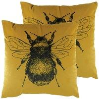 Evans Lichfield Goldbee Twin Pack Polyester Filled Cushions Gold 43 x 43cm