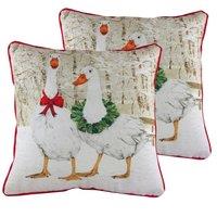 Evans Lichfield Goosie Velvet Twin Pack Polyester Filled Cushions Multi, Cream
