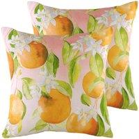 Evans Lichfield Fruit Oranges Twin Pack Polyester Filled Cushions Multi, Orange