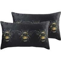 Evans Lichfield Goldbee Twin Pack Polyester Filled Cushions Black 50 x 30cm, Black