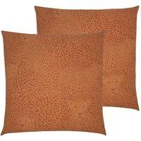 Furn. Hidden Cheetah Twin Pack Polyester Filled Cushions Terracotta, Orange