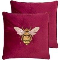 Paoletti Hortus Twin Pack Polyester Filled Cushions Fuchsia, Pink