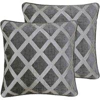 Paoletti Hermes Twin Pack Polyester Filled Cushions Graphite, Grey