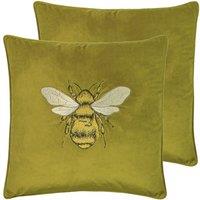 Paoletti Hortus Twin Pack Polyester Filled Cushions Olive, Green