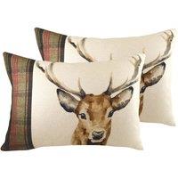 Evans Lichfield Hunter Stag Twin Pack Polyester Filled Cushions Multi 60 x 40cm, Multi