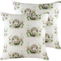 Evans Lichfield Hedgerow Hedgehog Repeat Twin Pack Polyester Filled Cushions Multi, Multi