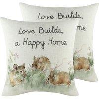 Evans Lichfield Hedgerow Mice Twin Pack Polyester Filled Cushions Multi, Multi