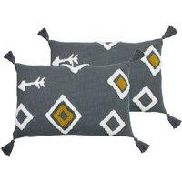 Furn. Inka Twin Pack Polyester Filled Cushions Charcoal, Grey