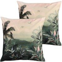 Furn. Jungle Outdoor Twin Pack Polyester Filled Cushions Blush/Forest