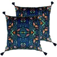 Furn. Kaleidoscopic Twin Pack Polyester Filled Cushions Blue, Blue