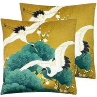 Paoletti Kensho Twin Pack Polyester Filled Cushions Gold, Gold