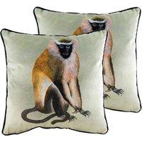 Evans Lichfield Kibale Monkey Twin Pack Polyester Filled Cushions Multi, Multi