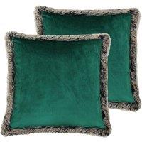Paoletti Kiruna Twin Pack Polyester Filled Cushions Emerald, Green