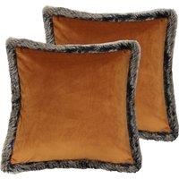Paoletti Kiruna Twin Pack Polyester Filled Cushions Rust, Orange