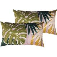 Furn. Leafy Outdoor Twin Pack Polyester Filled Cushions Blush, Pink