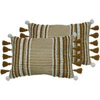 Furn. Lotta Twin Pack Polyester Filled Cushions Ginger, Brown