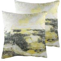 Evans Lichfield Landscape Twin Pack Polyester Filled Cushions Grey / Ochre, Grey