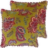 Paoletti Malisa Twin Pack Polyester Filled Cushions Lemon Curry, Yellow