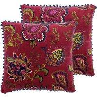 Paoletti Malisa Twin Pack Polyester Filled Cushions Pomegranate, Red