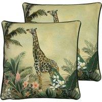 Evans Lichfield Manyara Twin Pack Polyester Filled Cushions Giraffe, Multi