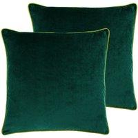 Paoletti Meridian Twin Pack Polyester Filled Cushions Emerald/Moss, Green