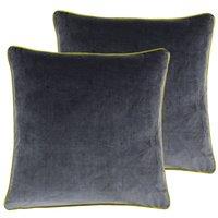 Paoletti Meridian Twin Pack Polyester Filled Cushions Charcoal/Moss, Grey
