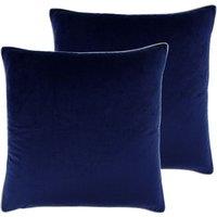 Paoletti Meridian Twin Pack Polyester Filled Cushions Navy/Silver, Blue