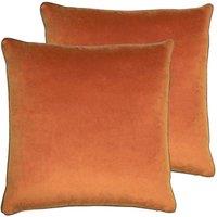 Paoletti Meridian Twin Pack Polyester Filled Cushions Pumpkin/Mocha, Orange