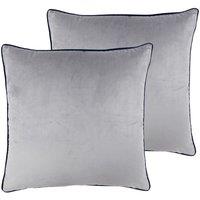 Paoletti Meridian Twin Pack Polyester Filled Cushions Silver/Navy, Silver