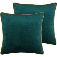 Paoletti Meridian Twin Pack Polyester Filled Cushions Teal/Clementine, Green