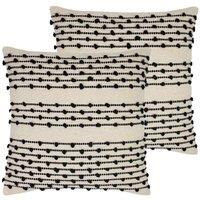 Furn. Mossa Twin Pack Polyester Filled Cushions Natural/Black, Cream