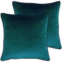 Paoletti Meridian Twin Pack Polyester Filled Cushions Teal/Navy, Green