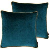 Paoletti Meridian Twin Pack Polyester Filled Cushions Teal/Tiger, Green