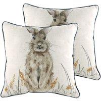 Evans Lichfield Oakwood Hare Twin Pack Polyester Filled Cushions Multi, Multi