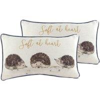 Evans Lichfield Oakwood Hedgehogs Twin Pack Polyester Filled Cushions Multi, Multi