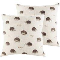Evans Lichfield Oakwood Hedgehogs Repeat Twin Pack Polyester Filled Cushions Multi, Multi