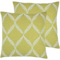 Paoletti Olivia Twin Pack Polyester Filled Cushions Citron, Yellow
